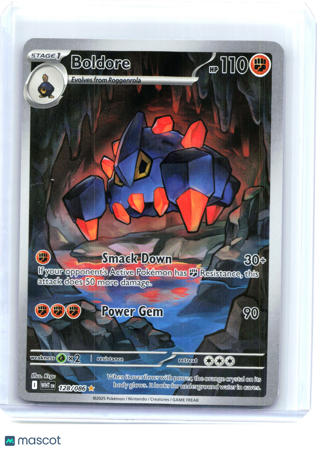 2025 Pokemon—Boldore #128/86 White Flare—Illustration Rare Holo