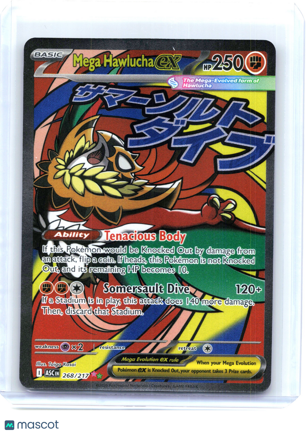 2026 Pokemon—Mega Hawlucha ex #268/217 Ascended Heroes—Mega Attack Rare Holo