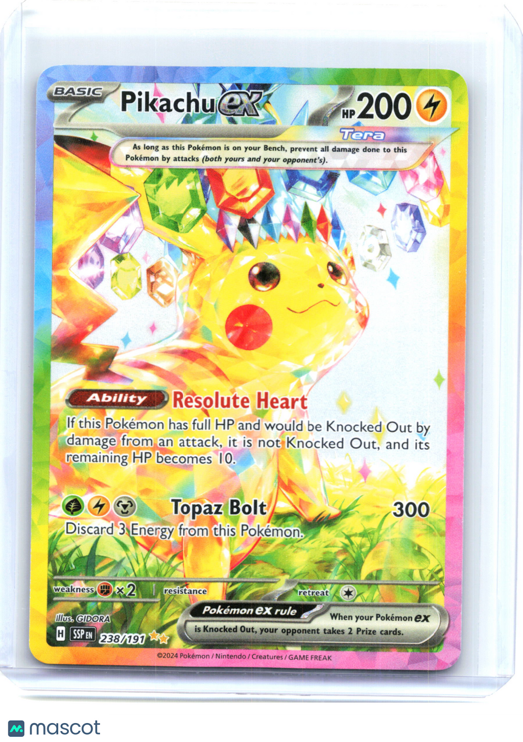 2024 Pokemon—Pikachu ex #238/191 Surging Sparks—Special Illustration Rare Holo