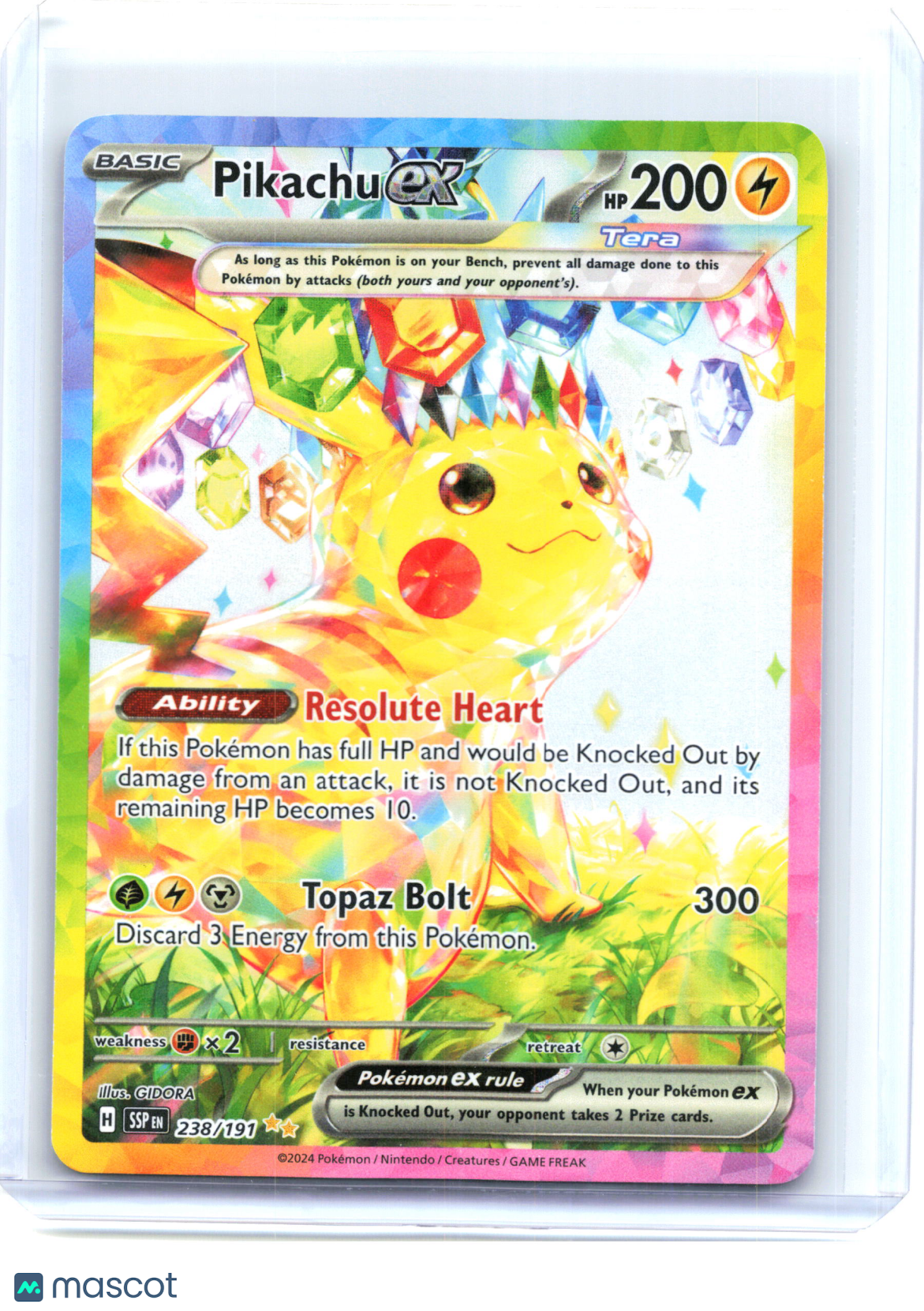 2024 Pokemon—Pikachu ex #238/191 Surging Sparks—Special Illustration Rare Holo