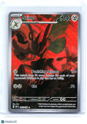 2023 Pokemon—Scizor #205/197 Obsidian Flames—Illustration Rare Holo