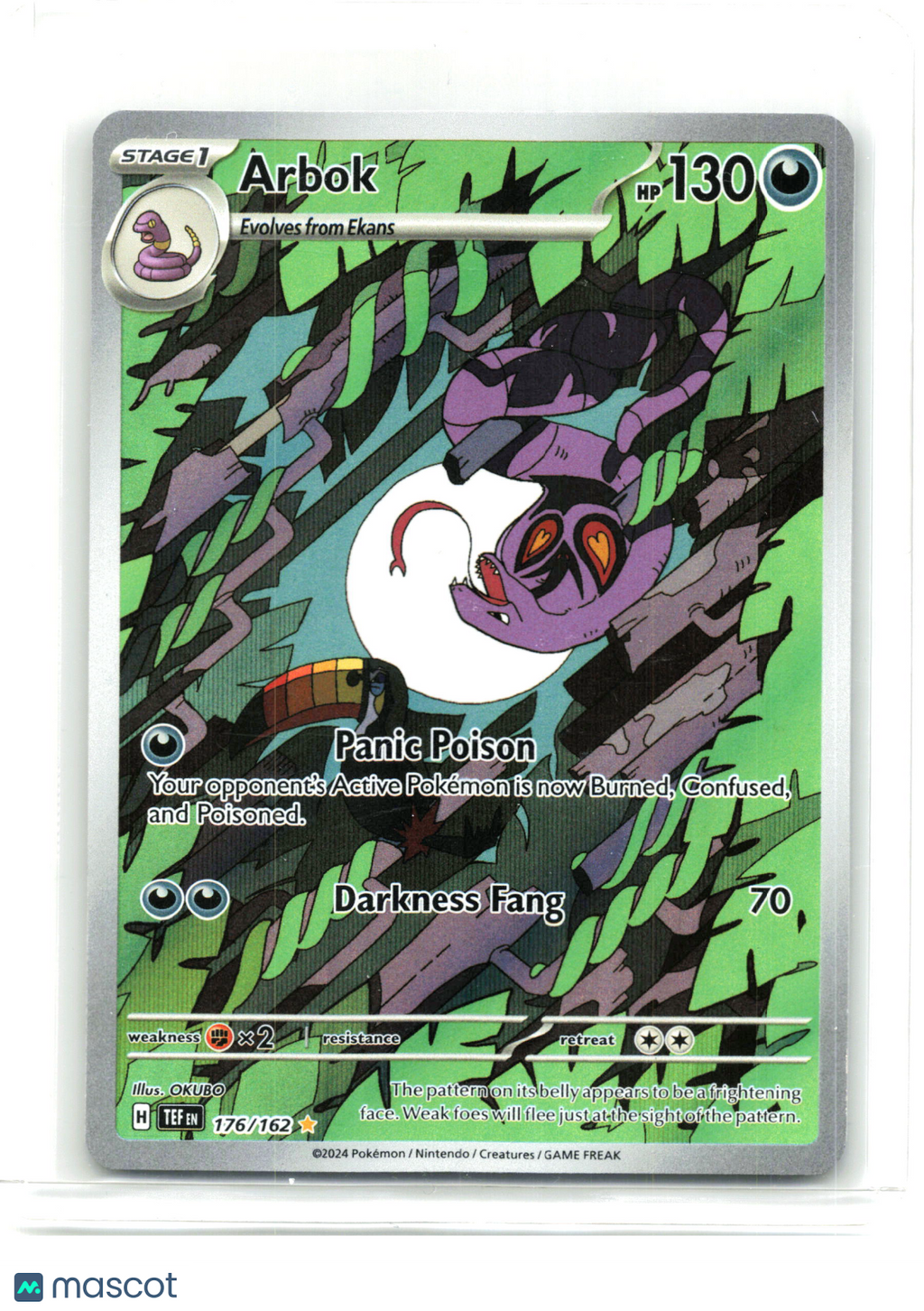 2024 Pokemon—Arbok #176/162 Temporal Forces—Illustration Rare Holo