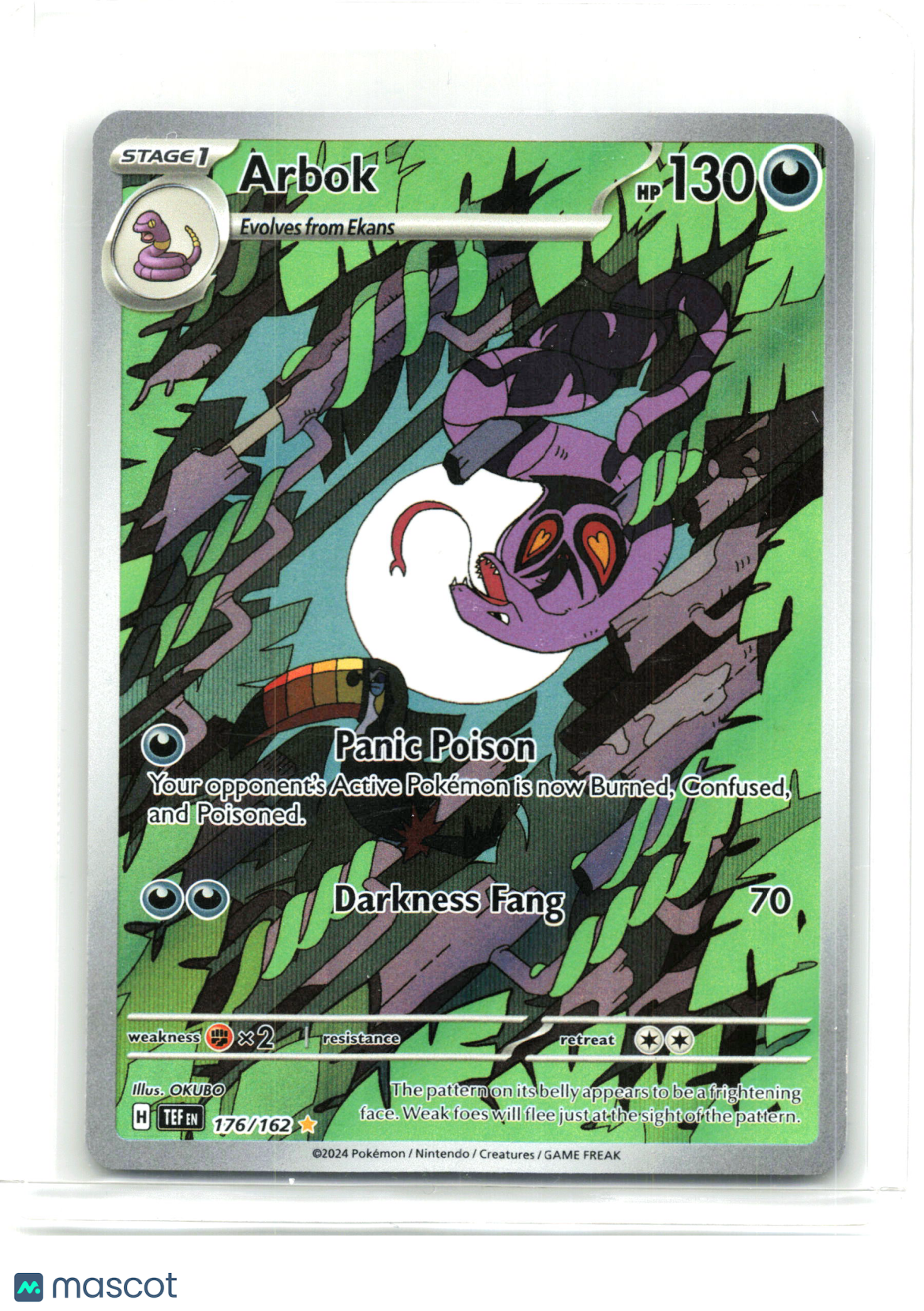 2024 Pokemon—Arbok #176/162 Temporal Forces—Illustration Rare Holo