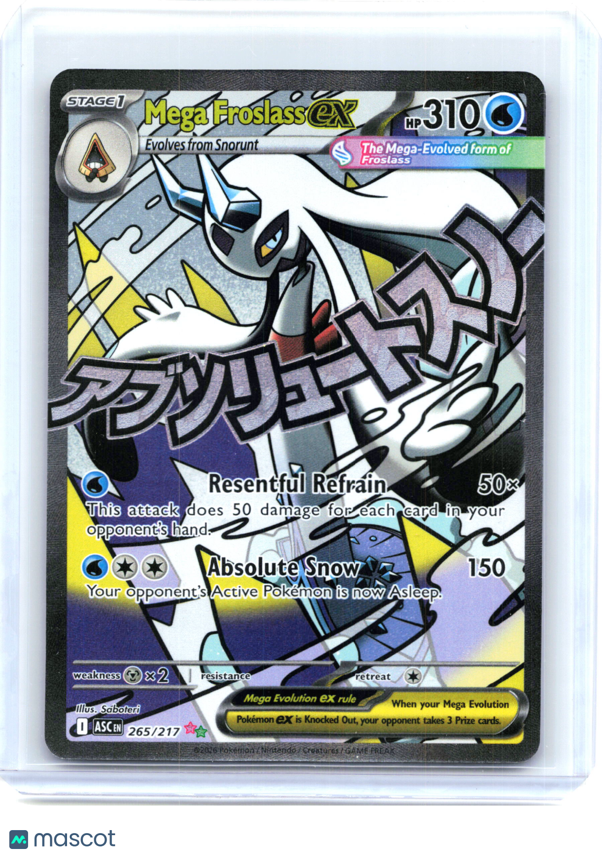 2026 Pokemon—Mega Froslass ex #265/217 Ascended Heroes—Mega Attack Rare Holo