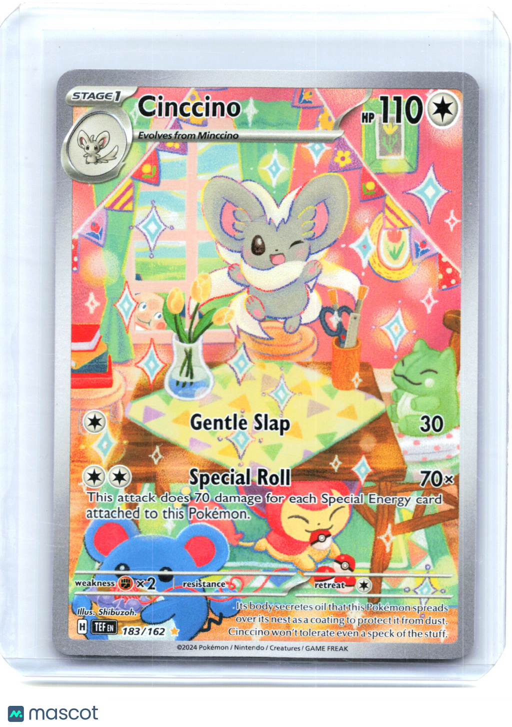 2024 Pokemon—Cinccino #183/162 Temporal Forces—Illustration Rare Holo