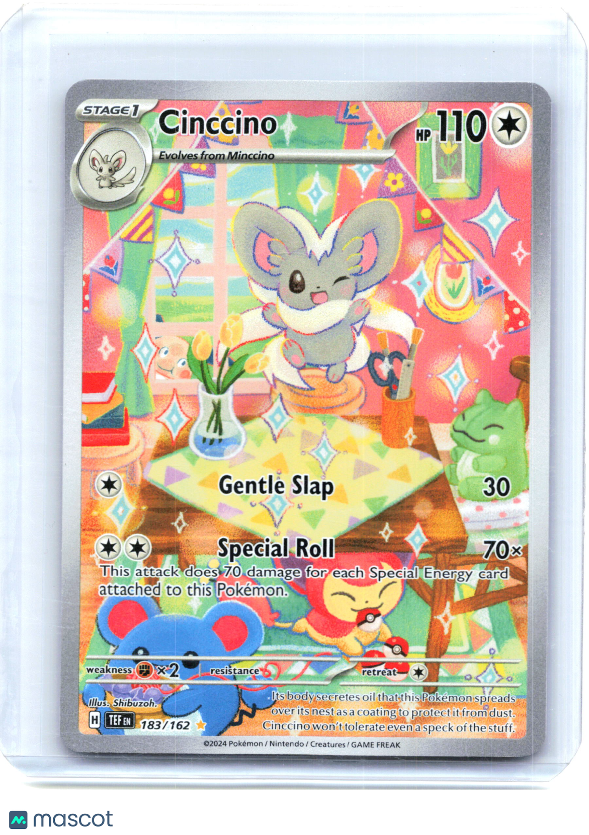 2024 Pokemon—Cinccino #183/162 Temporal Forces—Illustration Rare Holo