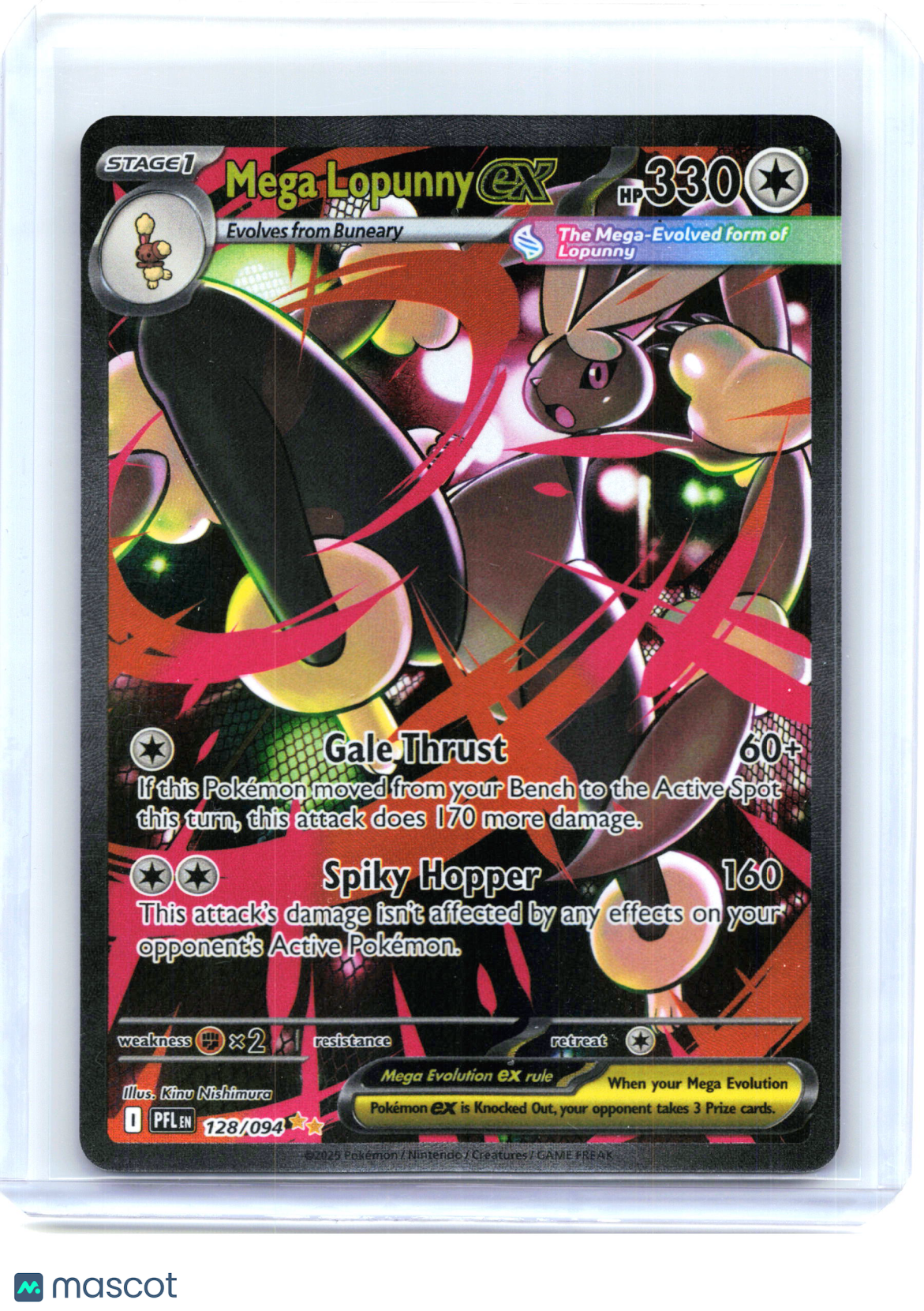 2025 Mega Lopunny ex #128/094 Phantasmal Flames—Special Illustration Rare Holo