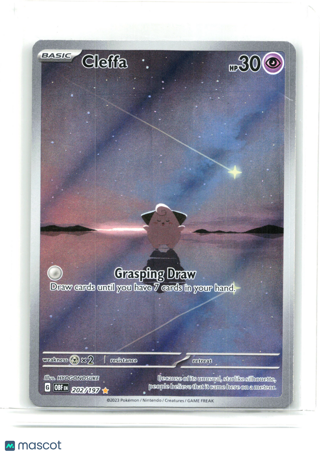 2023 Pokemon—Cleffa #202/197 Obsidian Flames—Illustration Rare Holo