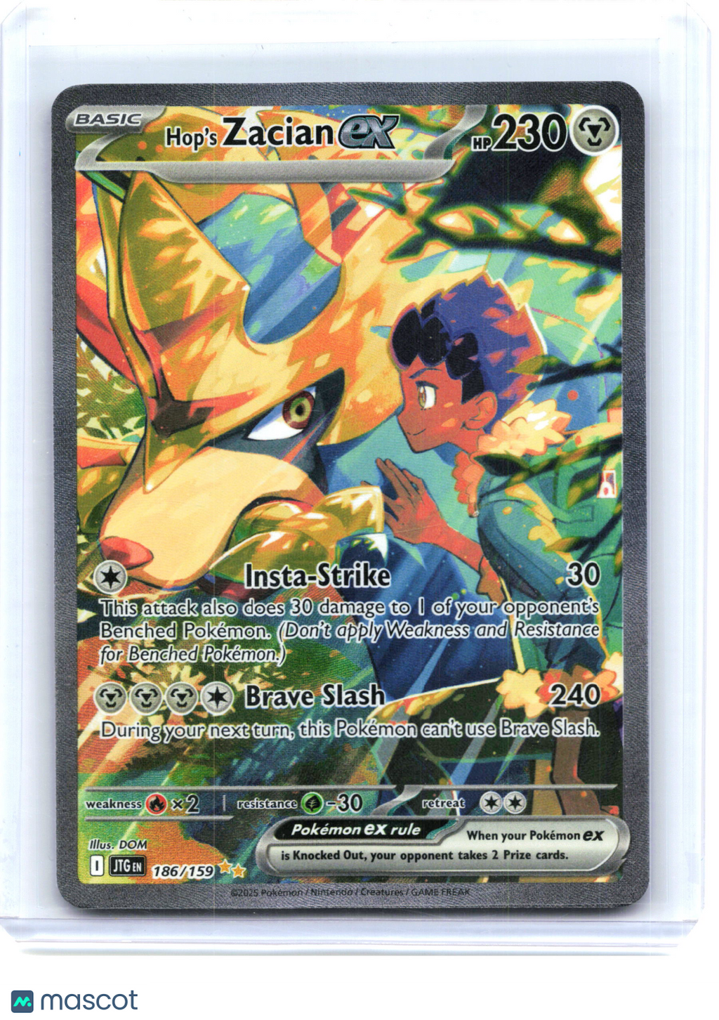 2025 Hop's Zacian ex #186/159 Journey Together—Special Illustration Rare Holo