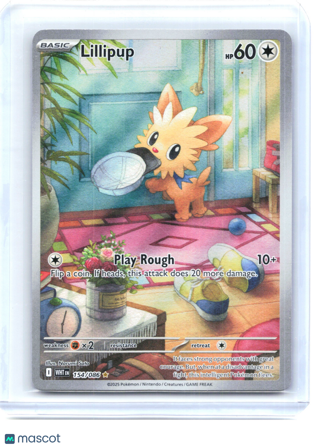 2025 Pokemon—Lillipup #154/086 White Flare—Illustration Rare Holo
