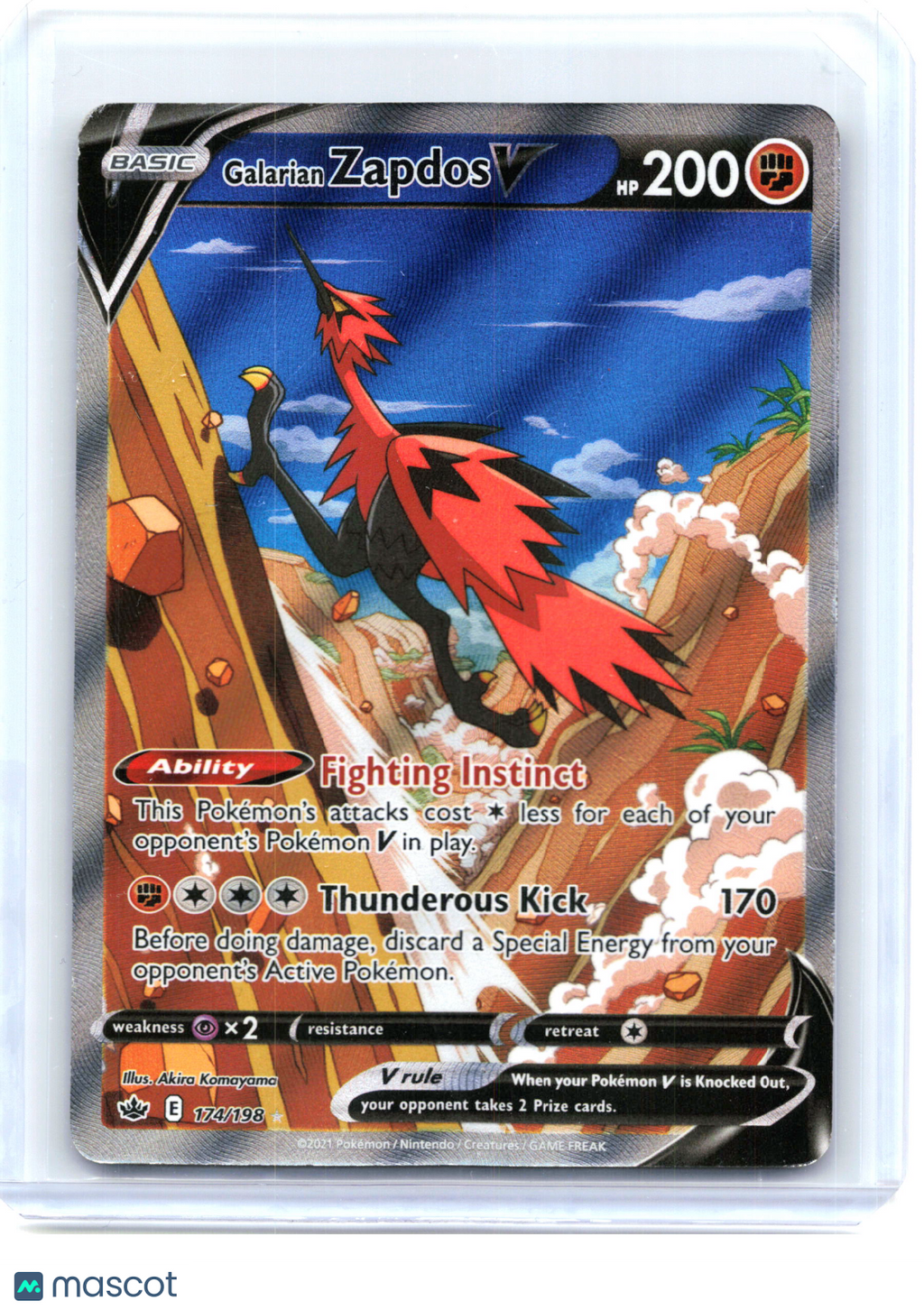 2021 Galarian Zapdos V #174/198 Chilling Reign—Ultra Rare Holo [MP]