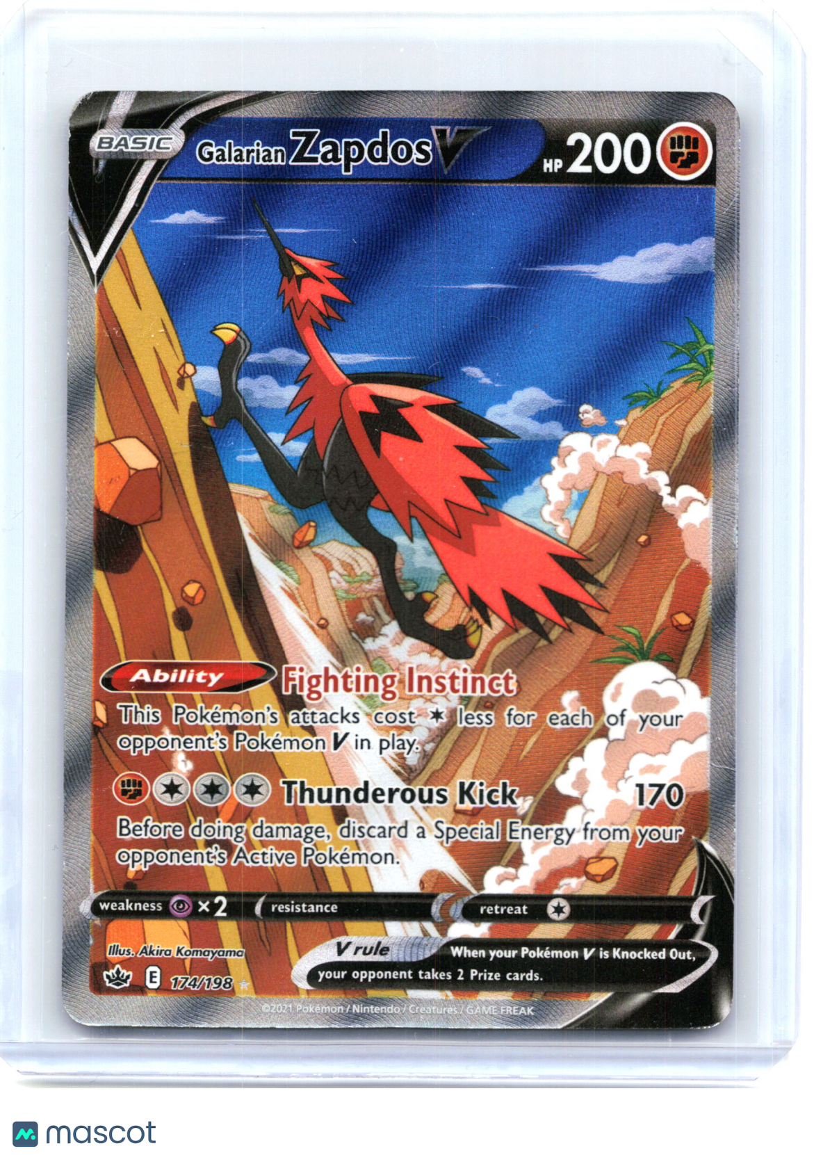 2021 Galarian Zapdos V #174/198 Chilling Reign—Ultra Rare Holo [MP]