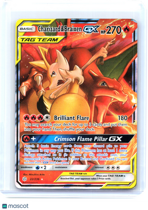2019 Charizard & Braixen GX #22/236 Cosmic Eclipse—Ultra Rare Holo [MP]