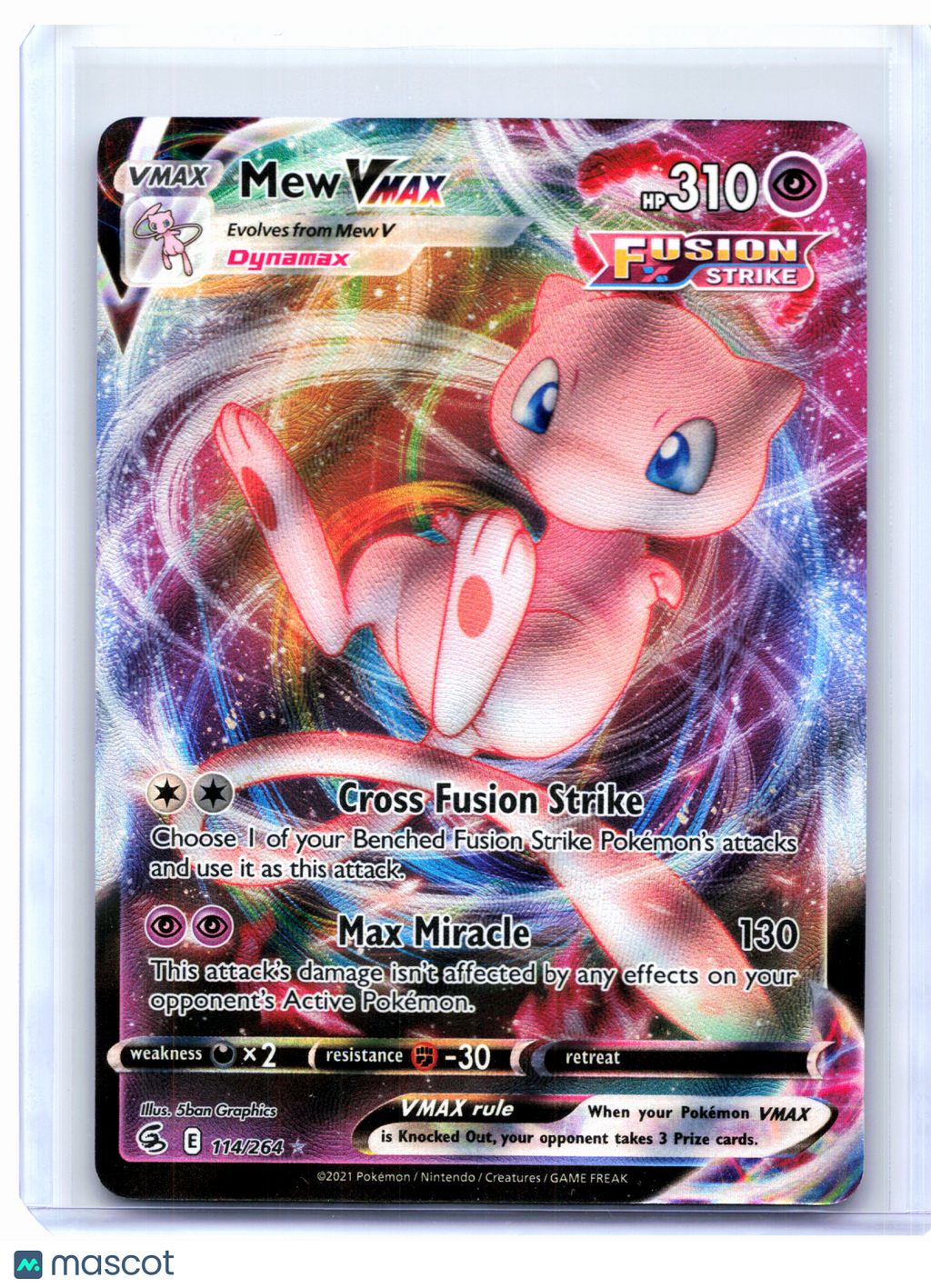 2021 Pokemon—Mew VMAX #114/264 Fusion Strike—Ultra Rare Holo