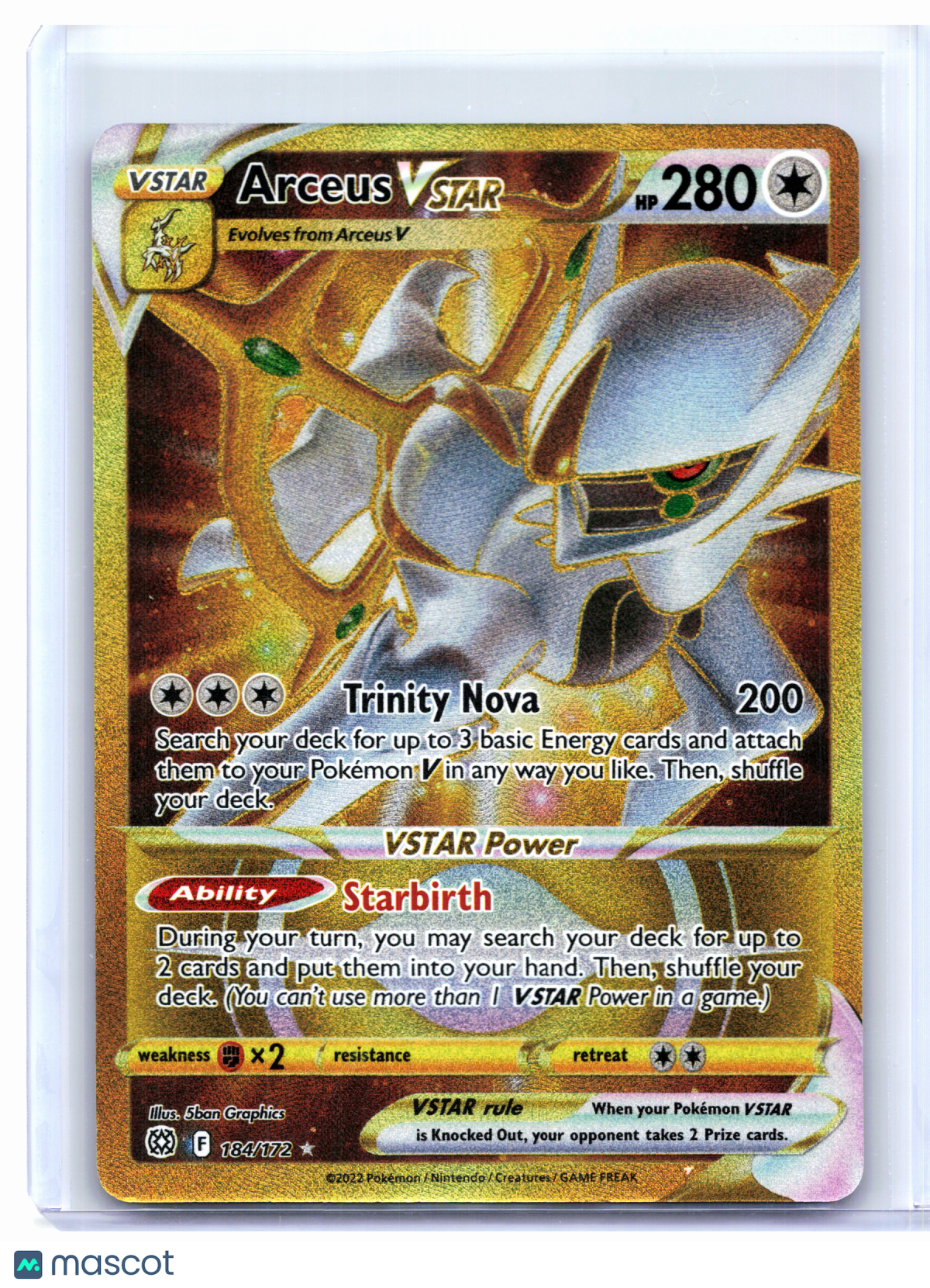 2022 Pokemon—Arceus VSTAR #184/172 Brilliant Stars—Secret Rare Holo