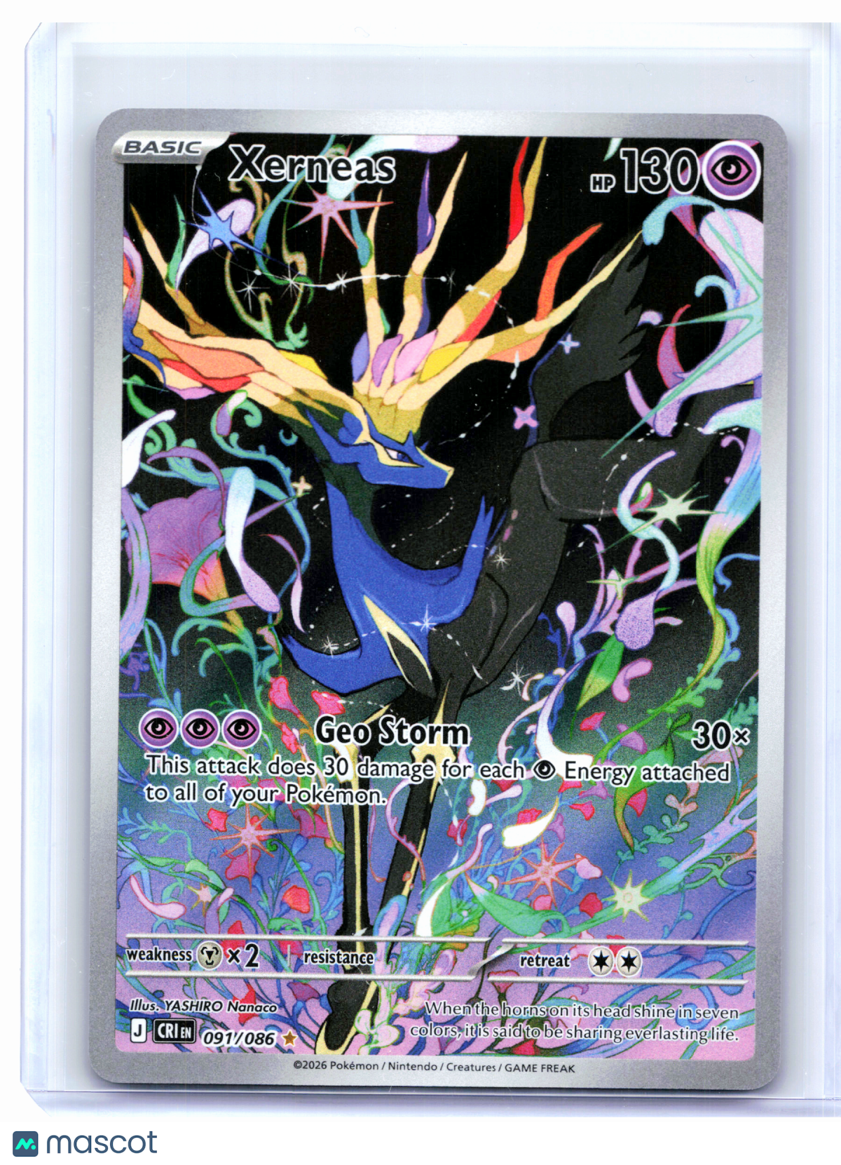 2026 Pokemon—Xerneas #091/086 Chaos Rising—Illustration Rare Holo