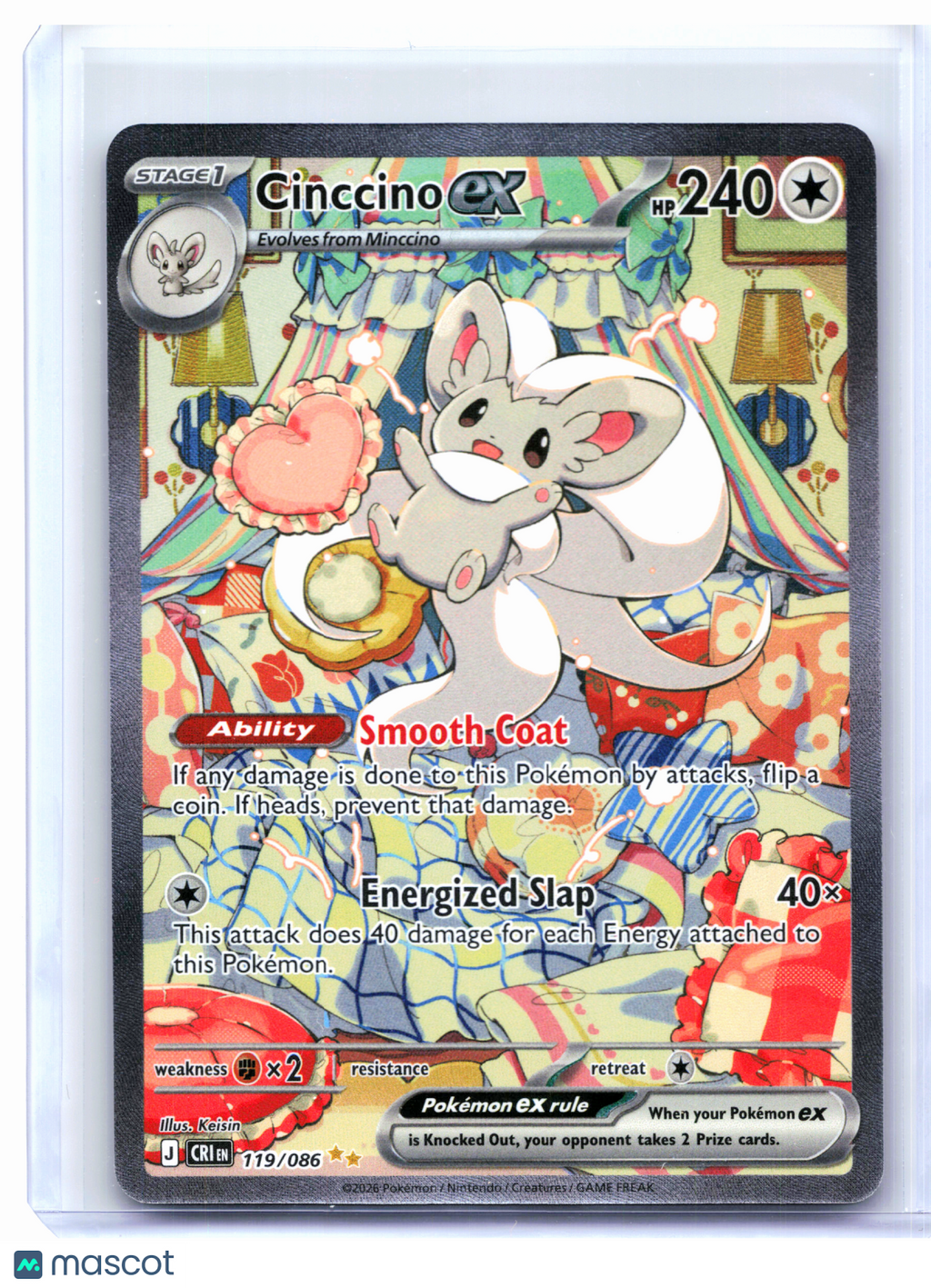 2026 Pokemon—Cinccino ex #119/086 Chaos Rising—Special Illustration Rare Holo