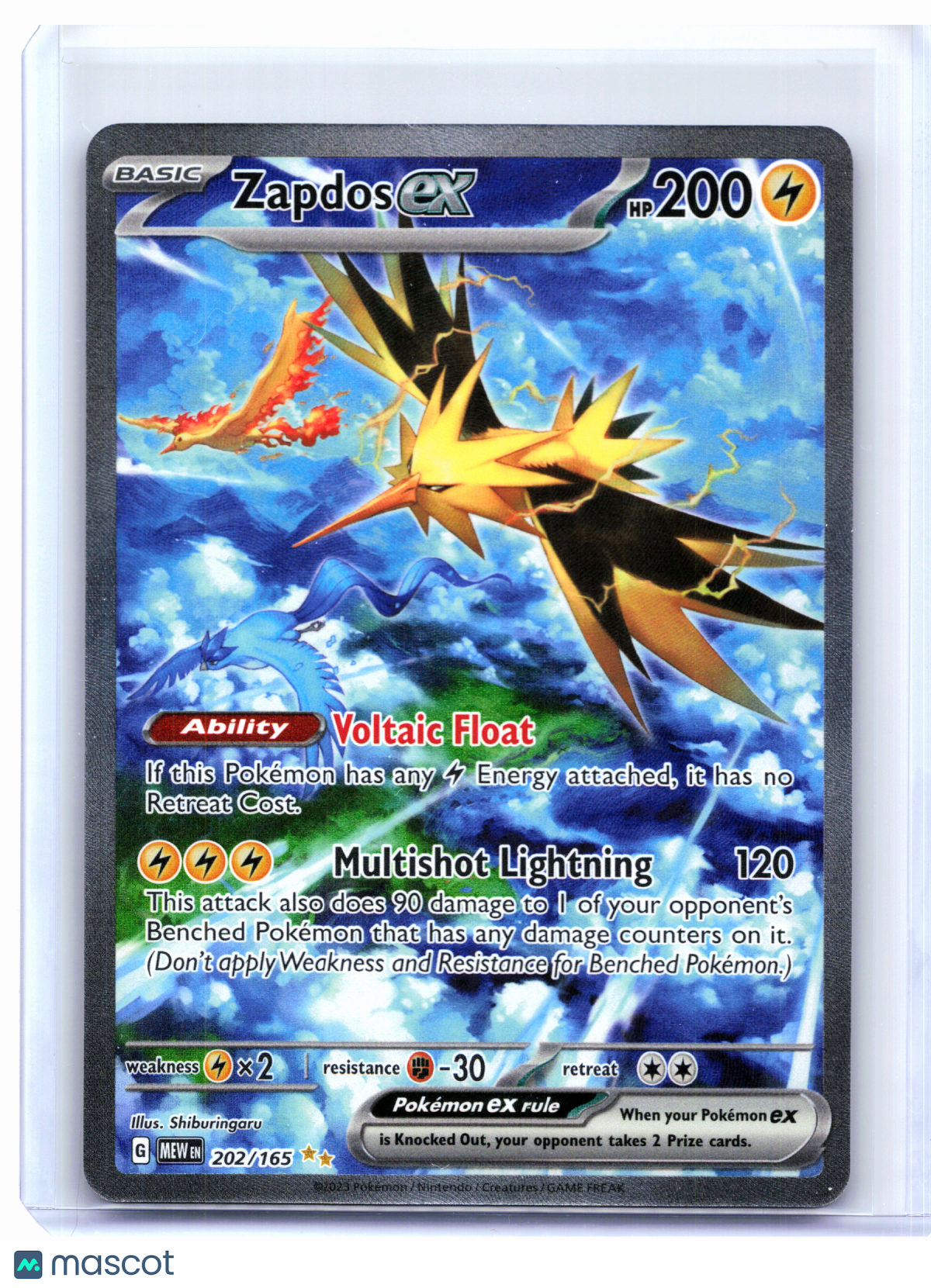 2023 Pokemon—Zapdos ex #202/165 Scarlet & Violet 151—Special Illustration Rare