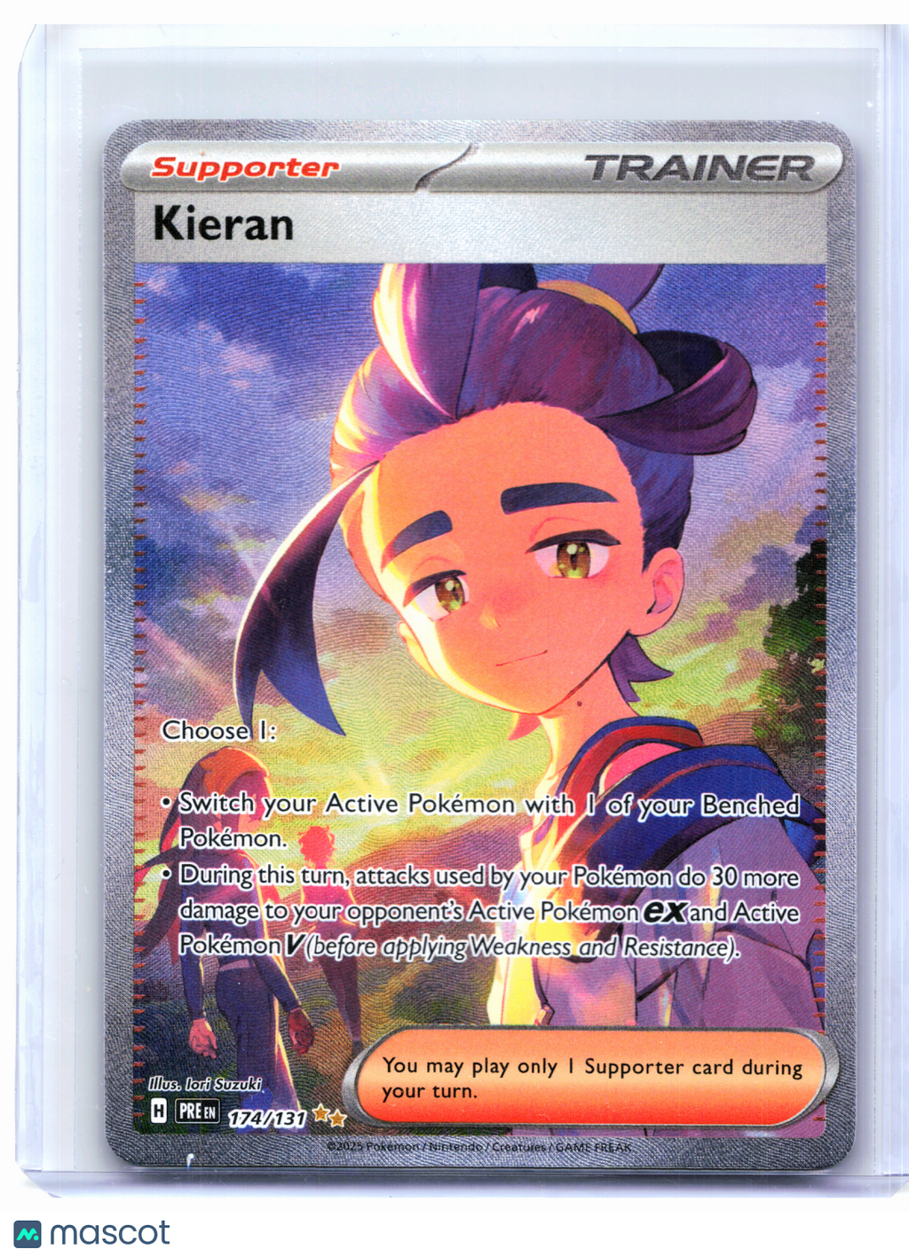 2025 Pokemon—Kieran #174/131 Prismatic Evolutions—Special Illustration Rare Holo