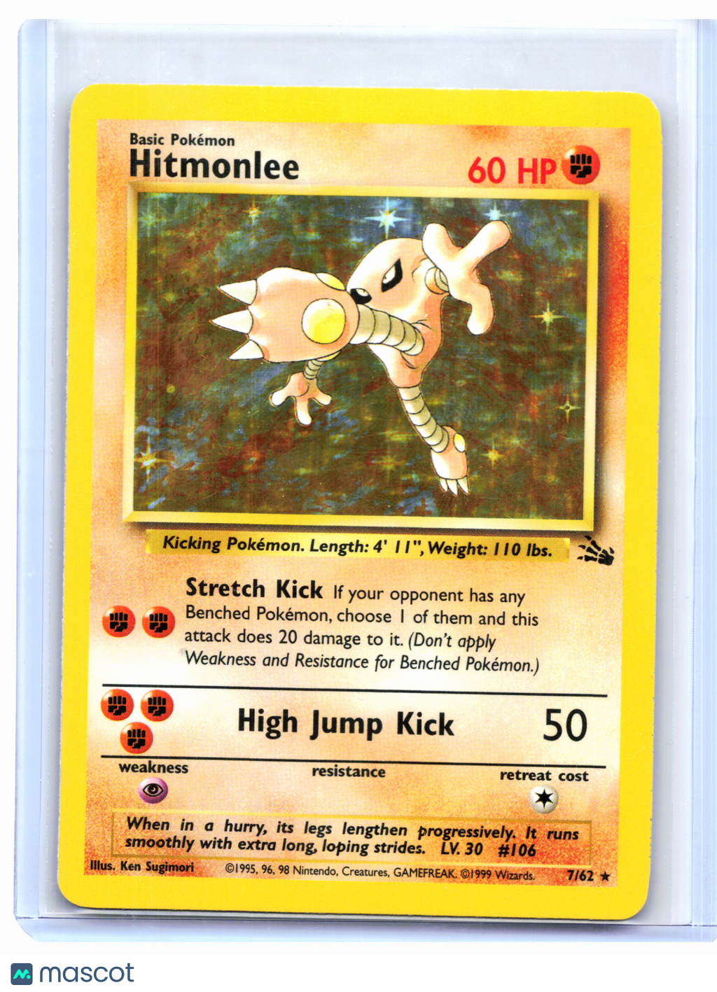 1999 Pokemon—Hitmonlee #7/62 Fossil—Holo Rare [Lightly Played]