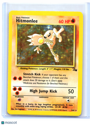 1999 Pokemon—Hitmonlee #7/62 Fossil—Holo Rare [Lightly Played]