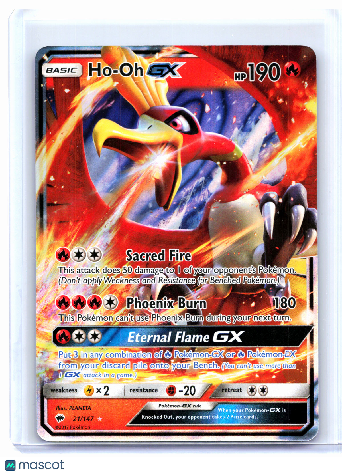 2017 Pokemon—Ho-Oh GX #21/147 Burning Shadows—Ultra Rare Holo [Lightly Played]