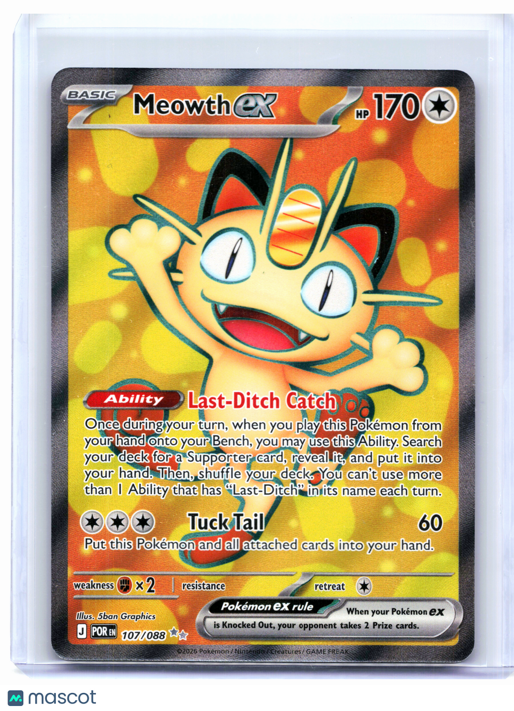 2026 Pokemon—Meowth ex #107/088 Perfect Order—Ultra Rare Holo [Lightly Played]