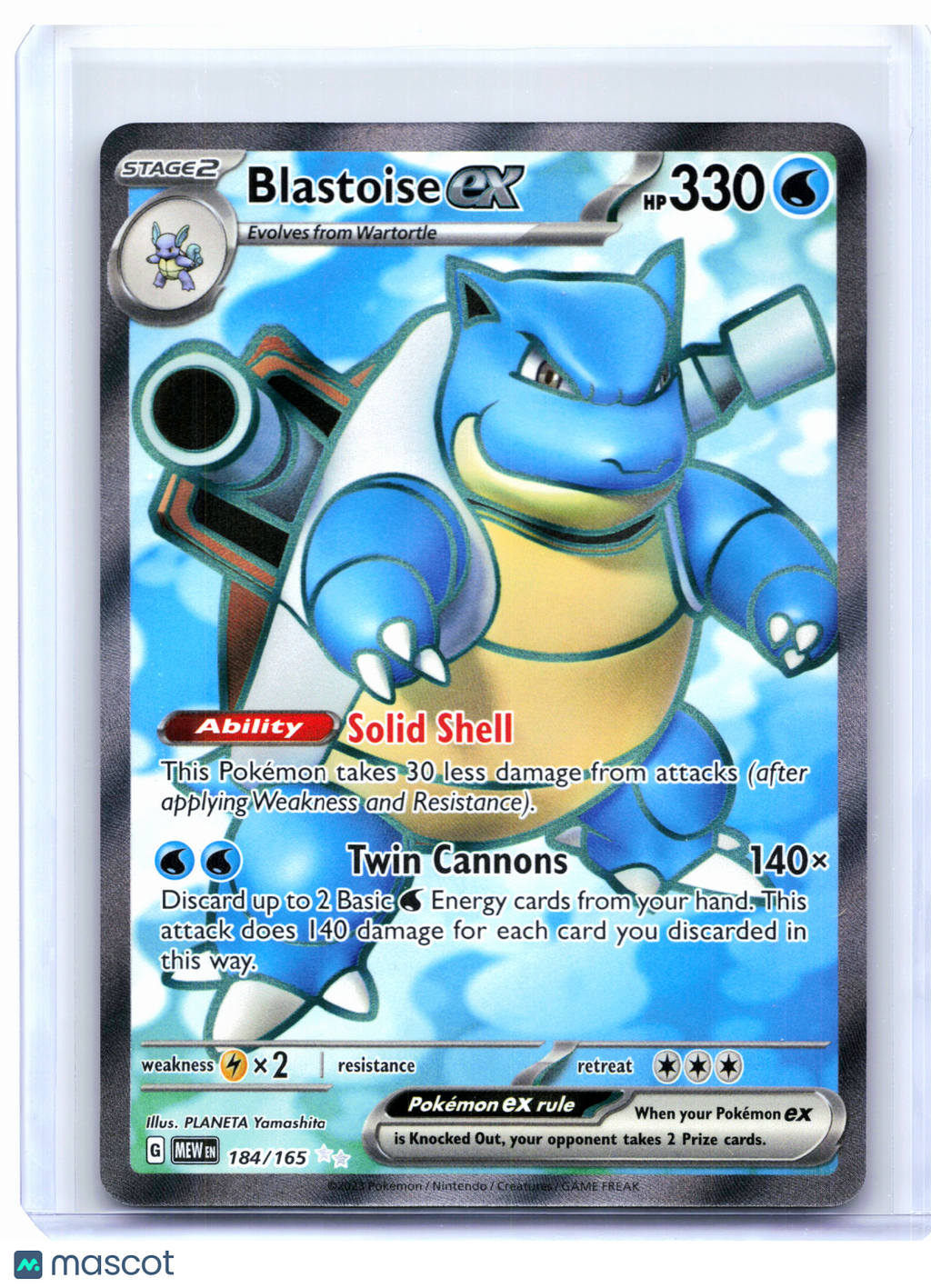 2023 Pokemon—Blastoise ex #184/165 Scarlet & Violet 151—Ultra Rare Holo [LP]