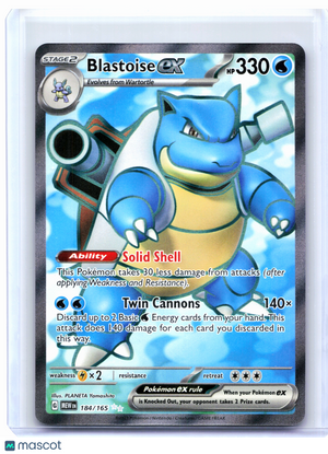 2023 Pokemon—Blastoise ex #184/165 Scarlet & Violet 151—Ultra Rare Holo [LP]