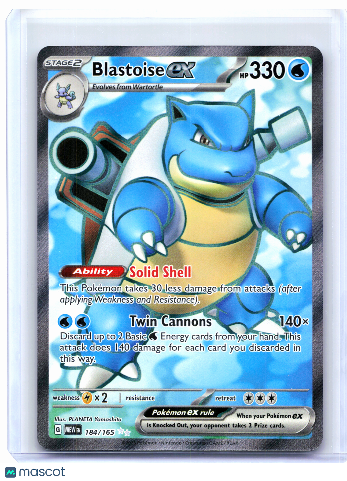2023 Pokemon—Blastoise ex #184/165 Scarlet & Violet 151—Ultra Rare Holo [LP]