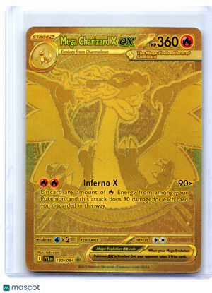 2025 Pokemon—Mega Charizard X ex #130/094 PFL—Mega Hyper Rare Gold [LP]