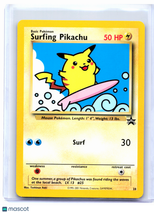 2001 Pokemon—Surfing Pikachu #28 Wizards—Black Star Promo Nonholo [MP]