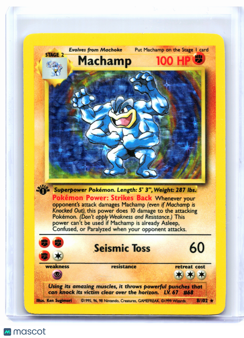 1999 Pokemon—Machamp #8/102 Deck Exclusives—Holo Rare (1st Edition) [HP]