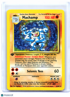 1999 Pokemon—Machamp #8/102 Deck Exclusives—Holo Rare (1st Edition) [HP]