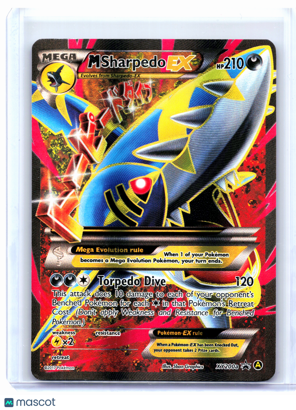 2017 Pokemon—M Sharpedo EX #XY200a XY—Black Star Promo Holo [Heavily Played]