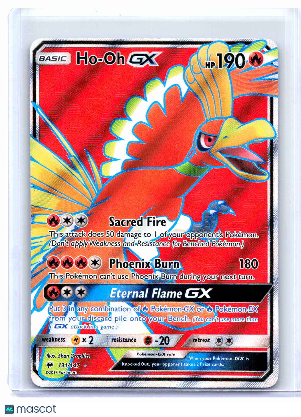 2017 Pokemon—Ho-Oh GX #131/147 Burning Shadows—Ultra Rare Holo [Heavily Played]
