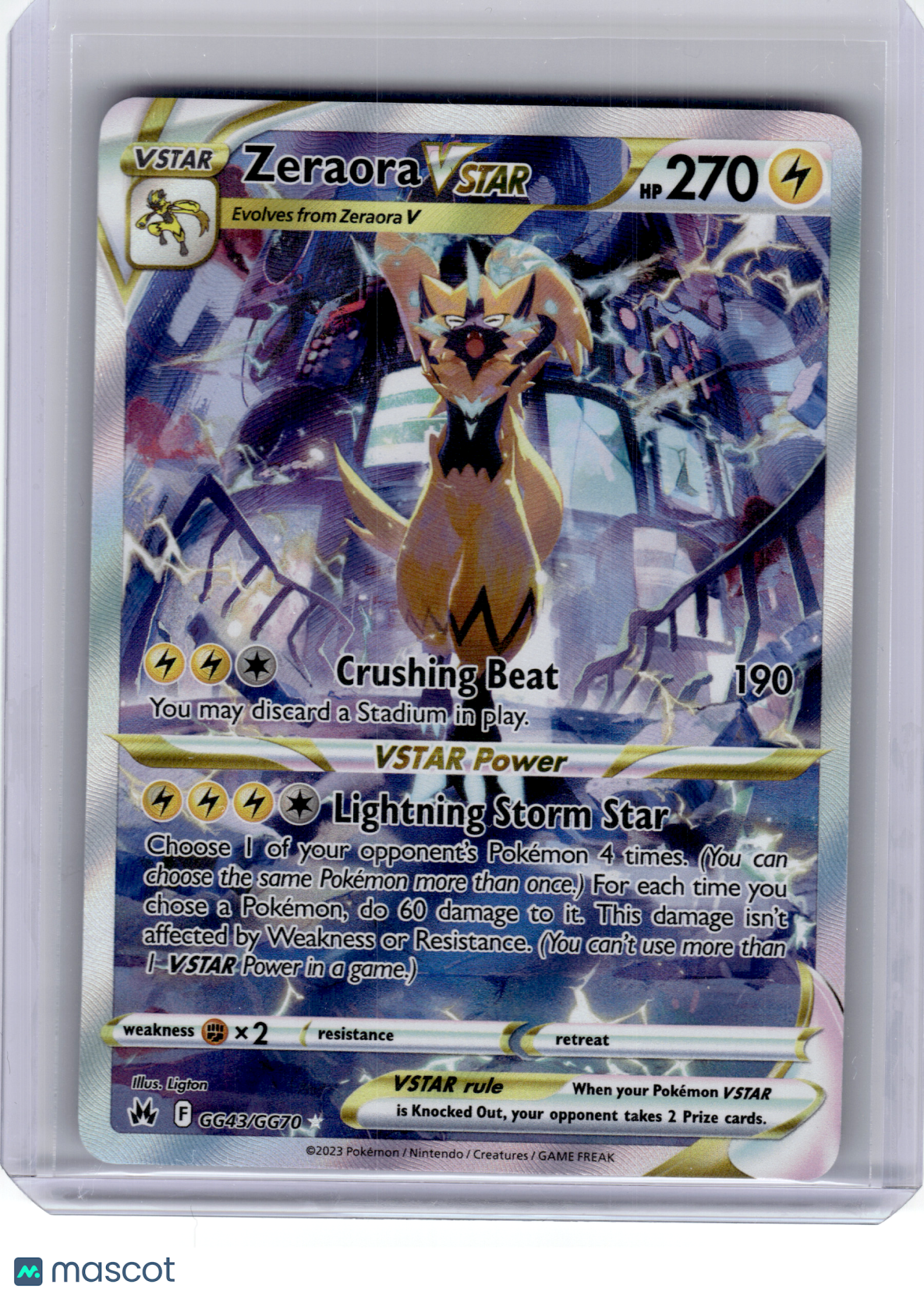 2023 Pokemon—Zeraora VSTAR #GG43 Crown Zenith: Galarian Gallery—Ultra Rare Holo