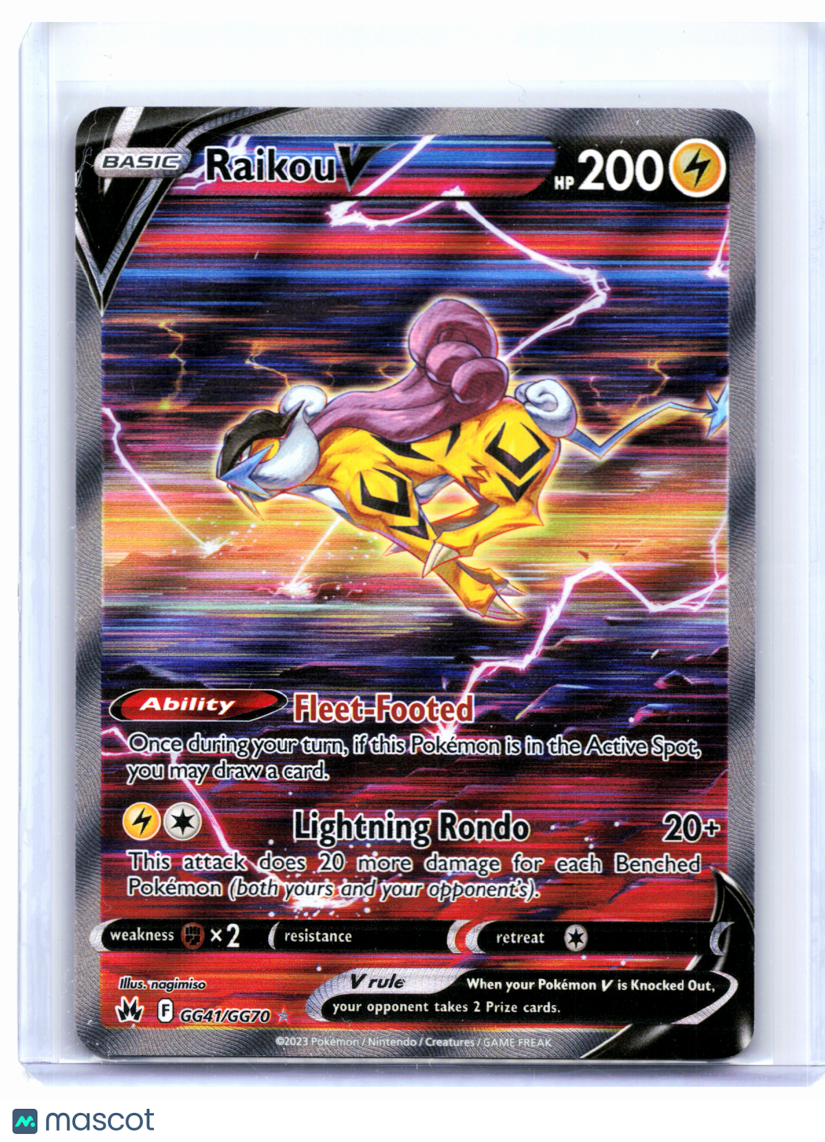 2023 Pokemon—Raikou V #GG41/GG70 Crown Zenith: Galarian Gallery—Ultra Rare Holo