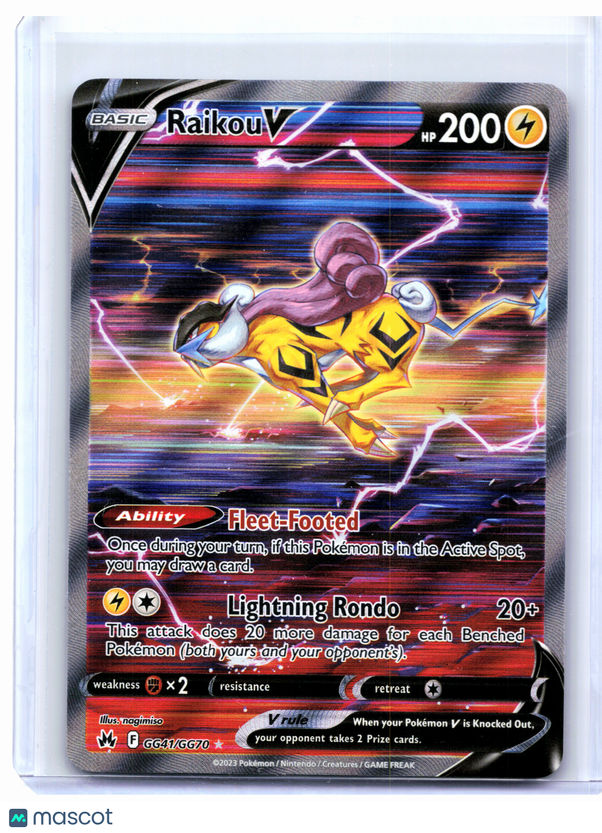 2023 Pokemon—Raikou V #GG41/GG70 Crown Zenith: Galarian Gallery—Ultra Rare Holo