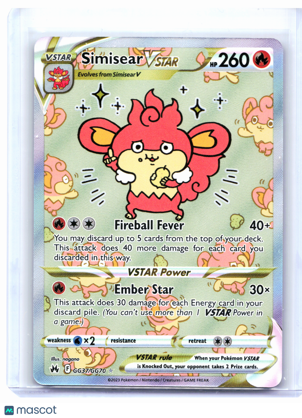 2023 Pokemon—Simisear VSTAR #GG37/GG70 Crown Zenith: Galarian Gallery—UR Holo