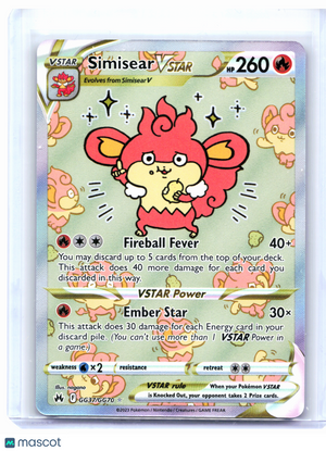 2023 Pokemon—Simisear VSTAR #GG37/GG70 Crown Zenith: Galarian Gallery—UR Holo