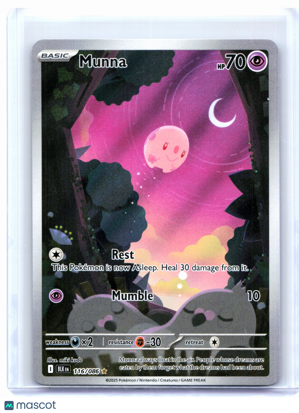 2025 Pokemon—Munna #116/086 Black Bolt—Illustration Rare Holo
