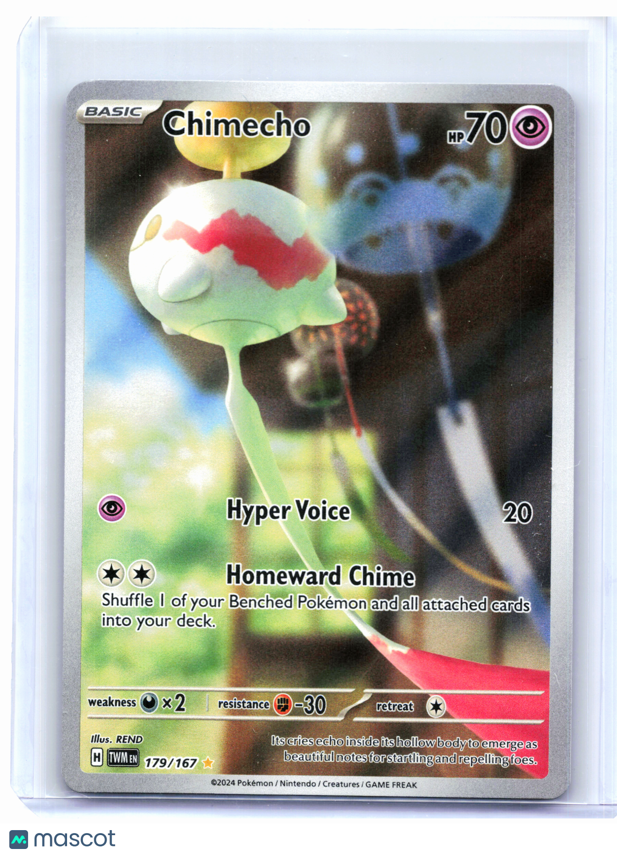 2024 Pokemon—Chimecho #179/167 Twilight Masquerade—Illustration Rare Holo