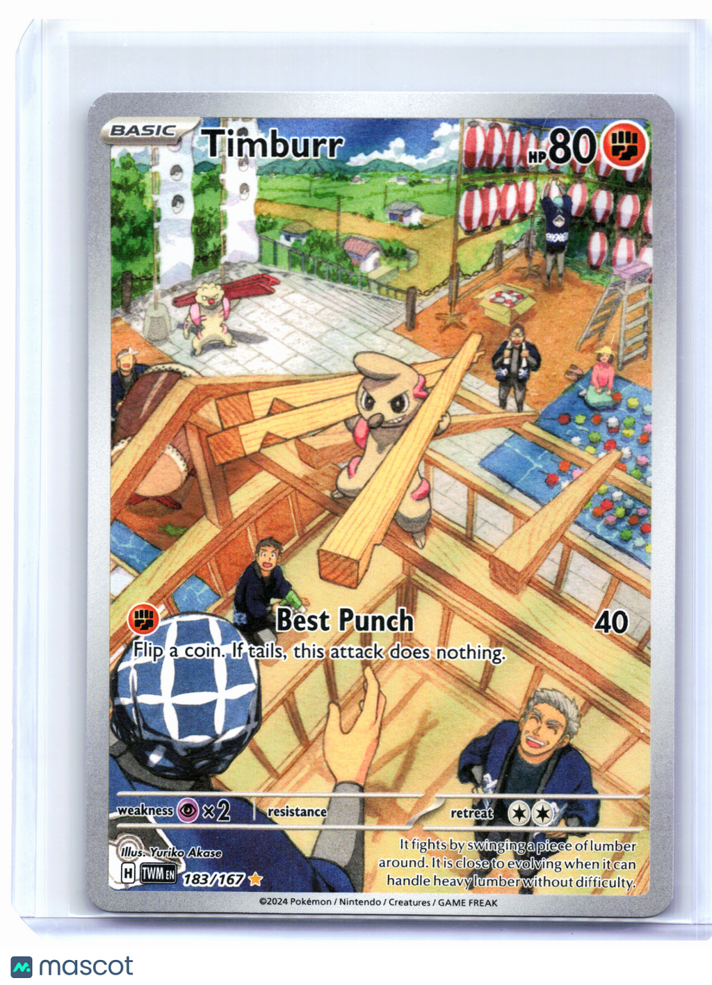2024 Pokemon—Timburr #183/167 Twilight Masquerade—Illustration Rare Holo