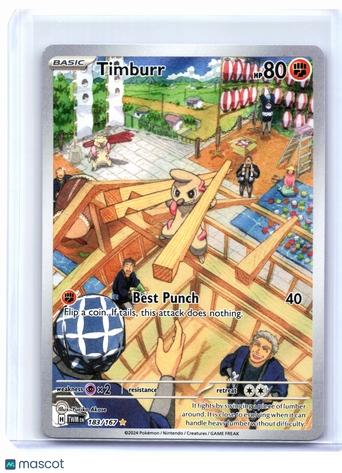 2024 Pokemon—Timburr #183/167 Twilight Masquerade—Illustration Rare Holo