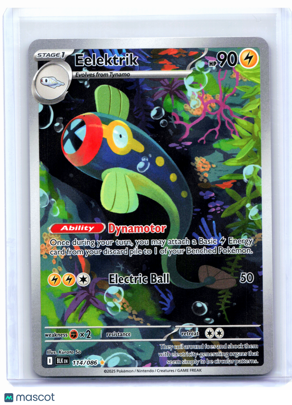 2025 Pokemon—Eelektrik #114/086 Black Bolt—Illustration Rare Holo [LP]