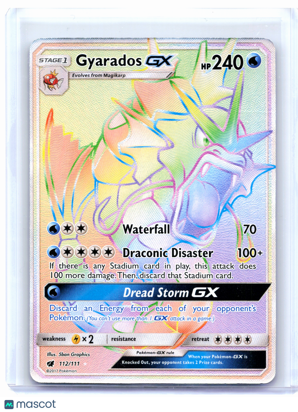 2017 Pokemon—Gyarados GX #112/111 Crimson Invasion—Secret Rare Rainbow [LP]
