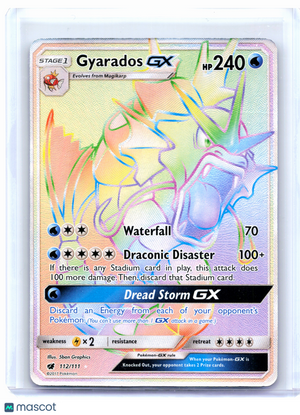 2017 Pokemon—Gyarados GX #112/111 Crimson Invasion—Secret Rare Rainbow [LP]