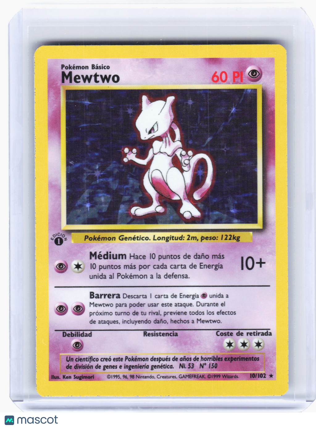 1999 Pokemon—Mewtwo #10 Base Set—Holo Rare Holo Spanish [Moderately Played]