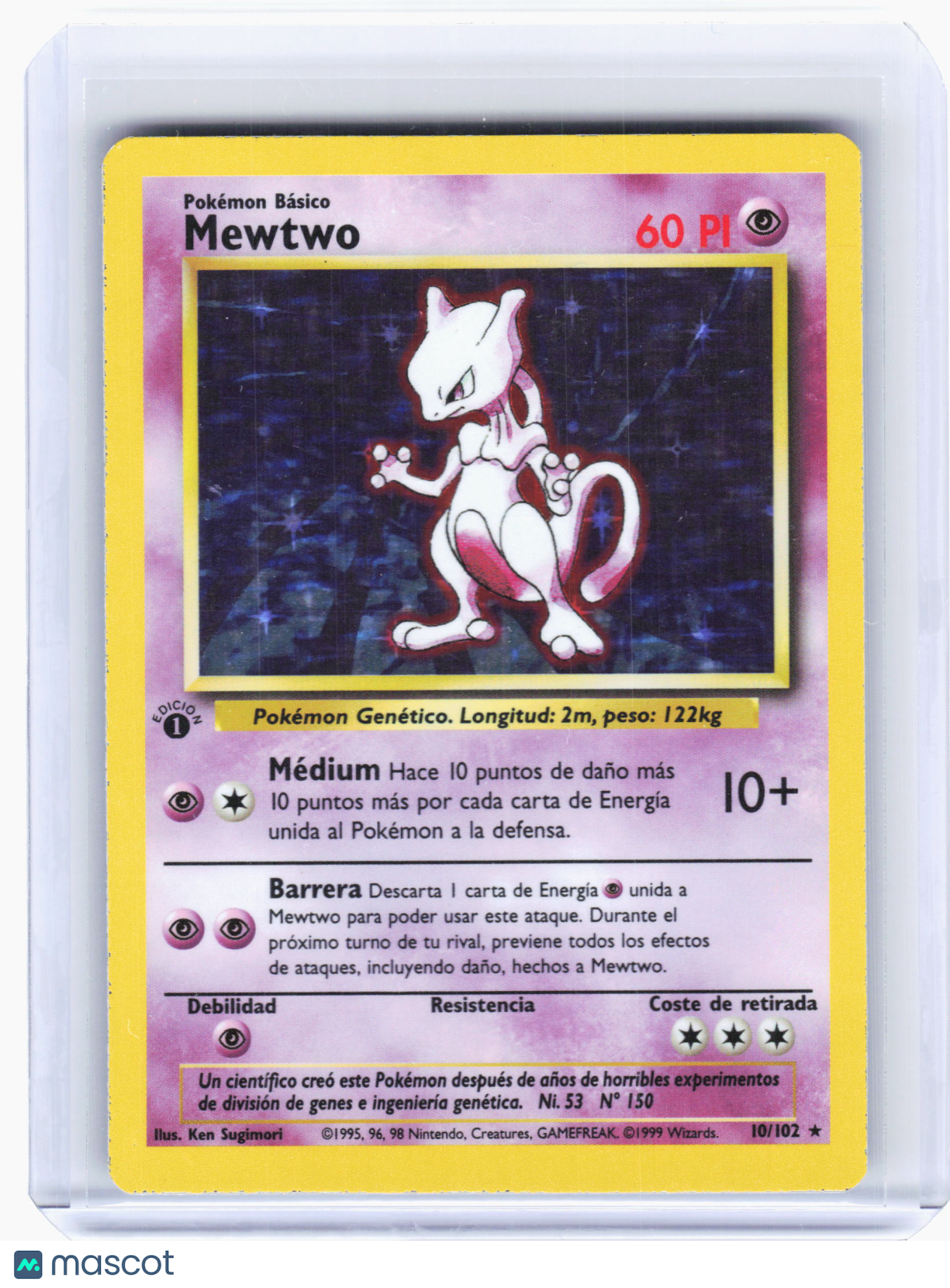 1999 Pokemon—Mewtwo #10 Base Set—Holo Rare Holo Spanish [Moderately Played]
